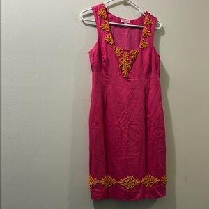 Lilly Pulitzer Pink Embellished Sundress V-Neck Mini- medium - beaded - size 2